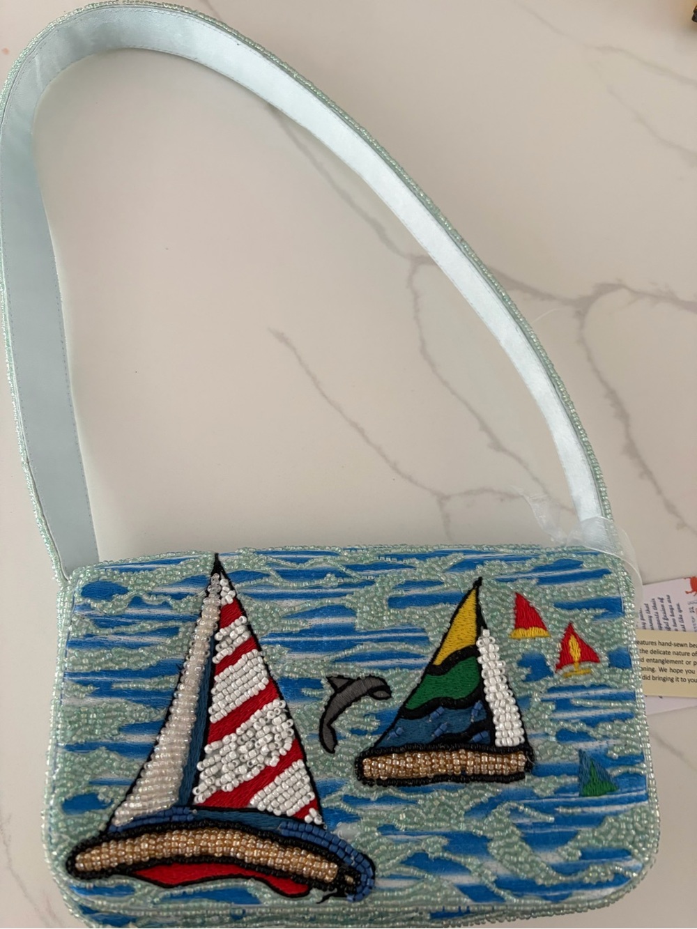 Sail Boat Beaded Bag